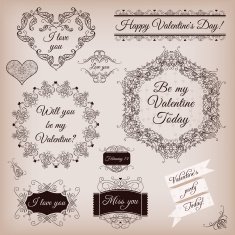 Collection of calligraphic frames and banners