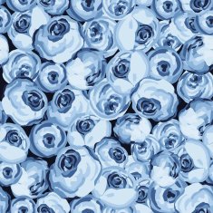 Painted flower seamless pattern with blue roses
