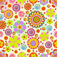 Seamless fantasy flower plant vector pattern cheer up background N5