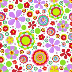 Seamless fantasy flower plant vector pattern cheer up background N6