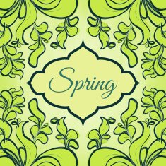 Template with abstract green leaves