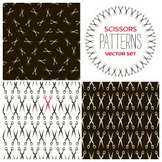 Set of monochrome scissors backgrounds