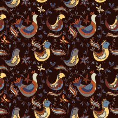 Seamless texture with flowers and birds N20