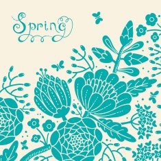 Vintage card with a blossoming branch N5