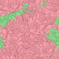 seamless background with red flowers aster