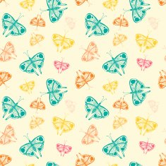 pattern with butterflies of random size and color