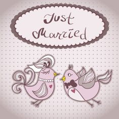 Wedding card with flying birds