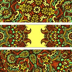 Ethnic pattern vector card set N2