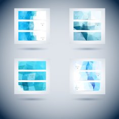 Abstract mosaic blue banners set