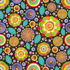 Fashionable modern seamless wallpaper textile with collection of various flowers N6