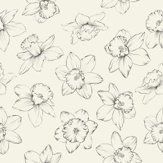 Seamless pattern with flowers narcissus