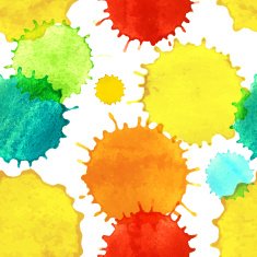 Seamless pattern with colorful watercolor paint splash drops