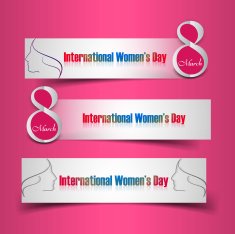 Women's day colorful three header set vector design