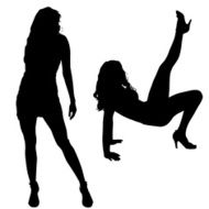Vector silhouettes of sexy women N22