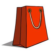 Red shopping bag on white Vector illustration