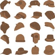 collection of caps and hats