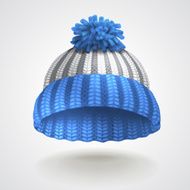 Knitted hat - blue and white