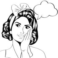 cute retro woman in comics style N55