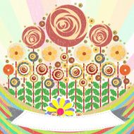 Flowers vector floral composition background with paint texture N10