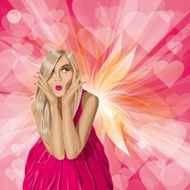 Vector Valentine Card with Girl