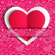 Vector Valentine&#039;s day lacy paper heart greeting card N19