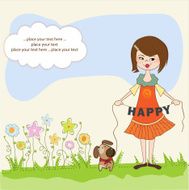 happy girl with cute dog N13