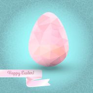 Easter greeting card Pink egg on blue back