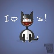 flat illustration with black cat