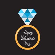 Wedding gold ring with blue diamond Happy Valentines Day card