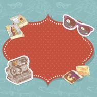 Travel postcard with sunglasses photo camera and photos N2