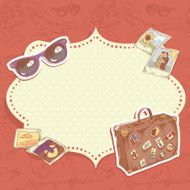 Travel postcard with suitcase and stickers N2
