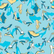 seamless pattern with different women shoes