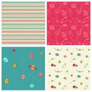Set of 4 seamless backgrounds - Sewing kit design elements
