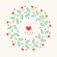 Valentine greeting card with wreath