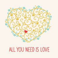 Valentine greeting card with stylized heart