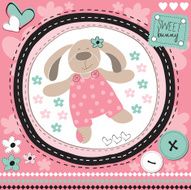 cute bunny with flower vector illustration