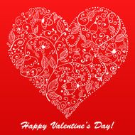 Vector Valentine&#039;s day lacy paper heart greeting card N20