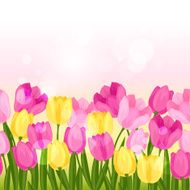 Spring flowers tulips seamless pattern horizontal border