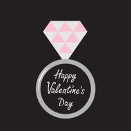 Wedding silver ring with diamond Happy Valentines Day card