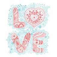 Original hand drawn word &quot;love&quot; Romantic floral N10