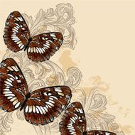Beautiful floral background with butterflies
