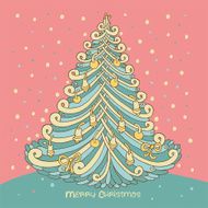 Colorful illustration with decorated Christmas tree N2