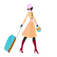 Elegant woman with luggage Vector illustration