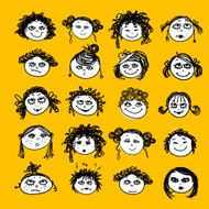 Set of female faces for your design N2