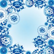 Vintage ornament pattern with blue flowers and leaves Vector