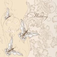 Wedding invitation card with butterflies