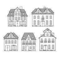 Old hand drawing houses isolated Vector illustration N2