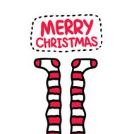 Christmas striped socks Holiday postcard