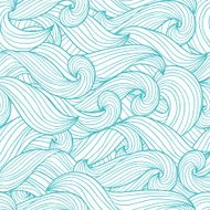 Vector seamless abstract pattern with waves and cloud