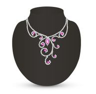 female necklace with pink jewels